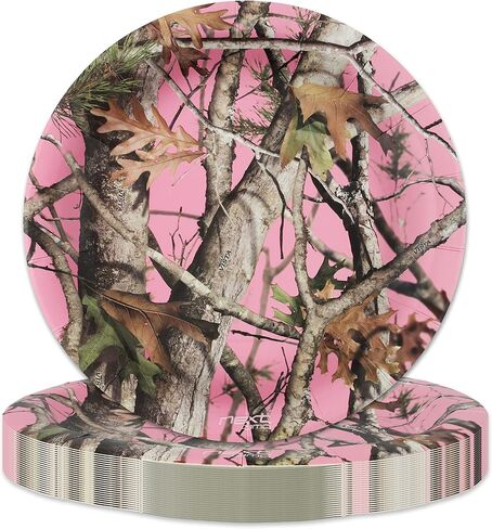 Havercamp Pink Camo 9" Plates (24 pack)! 24 Lg. Round Dinner Plates. Pink Camo Party Collection. in Kuwait