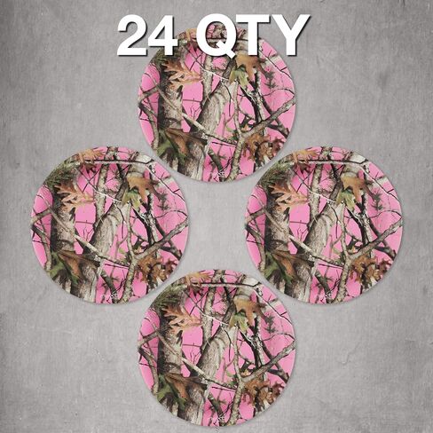 Havercamp Pink Camo 9" Plates (24 pack)! 24 Lg. Round Dinner Plates. Pink Camo Party Collection. in Kuwait