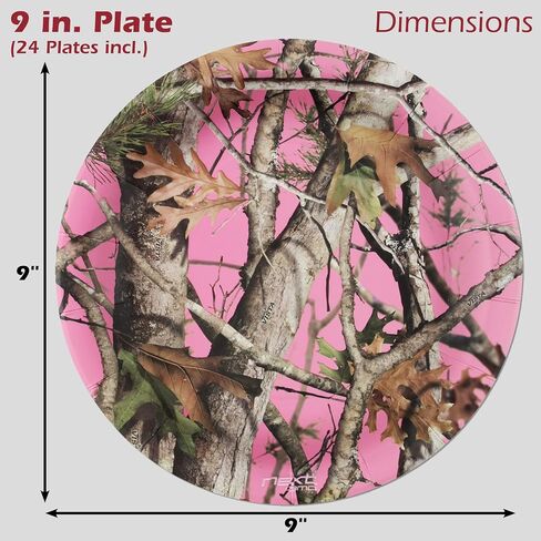 Havercamp Pink Camo 9" Plates (24 pack)! 24 Lg. Round Dinner Plates. Pink Camo Party Collection. in Kuwait