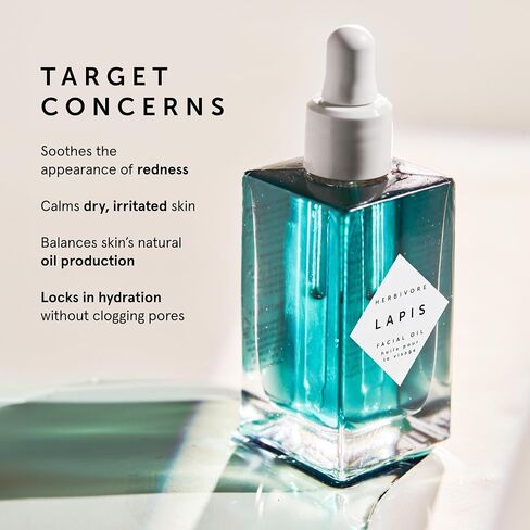 Herbivore Lapis Blue Tansy Face Oil-مرطب لموازنة الجلد للبشرة الدهنية المعرضة لحب الشباب | احمرار مهدئ ، غني بالأزولين ، قائم على النبات ، نباتي وخالي من القسوة in Kuwait