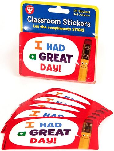 منتجات Hygloss جيدة السلوك - كان لدي يوم رائع - حافز للطلاب والأطفال - جائزة الطالب - 3.5 × 2 بوصة - 25 ملصقًا لكل عبوة in Kuwait