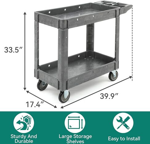 عربة Yitahome فائدة على عجلات ، 550 رطلاً 2 عربة متداول الثقيلة ، 45 × 25 في عربة عمل سلة عملاء مع عجلات لمدرسة ومكتب مرآب المستودعات ، التنظيف ، الرمادي in Kuwait