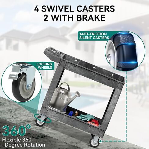 عربة Yitahome فائدة على عجلات ، 550 رطلاً 2 عربة متداول الثقيلة ، 45 × 25 في عربة عمل سلة عملاء مع عجلات لمدرسة ومكتب مرآب المستودعات ، التنظيف ، الرمادي in Kuwait