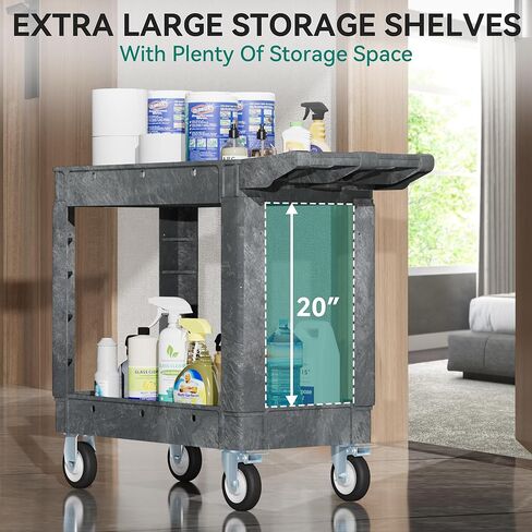 عربة Yitahome فائدة على عجلات ، 550 رطلاً 2 عربة متداول الثقيلة ، 45 × 25 في عربة عمل سلة عملاء مع عجلات لمدرسة ومكتب مرآب المستودعات ، التنظيف ، الرمادي in Kuwait