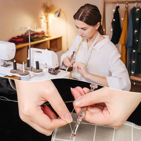 2pcs أمطار التماس المعدنية ، أدوات أنصار مقبض مقبض منحوتة أوروبية ، أداة حادة للخياطة مع حالات التخزين ، أدوات خيوط إزالة الصياغة المتينة والهبوطية (النحاس الأحمر) in Kuwait