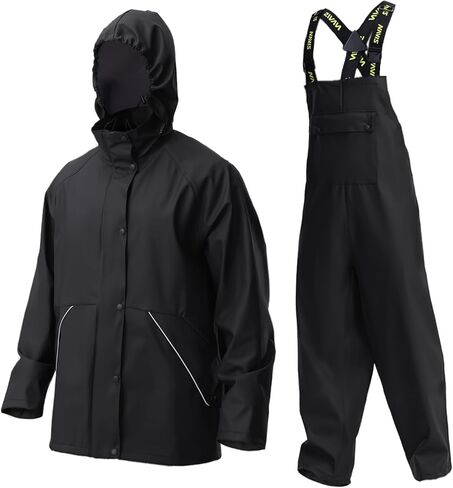 ملابس خارجية للعمل للرجال - بدلة مطر احترافية مع سترة مطاطية وسروال مريلة لتوفير أقصى درجات الأمان والراحة in Kuwait