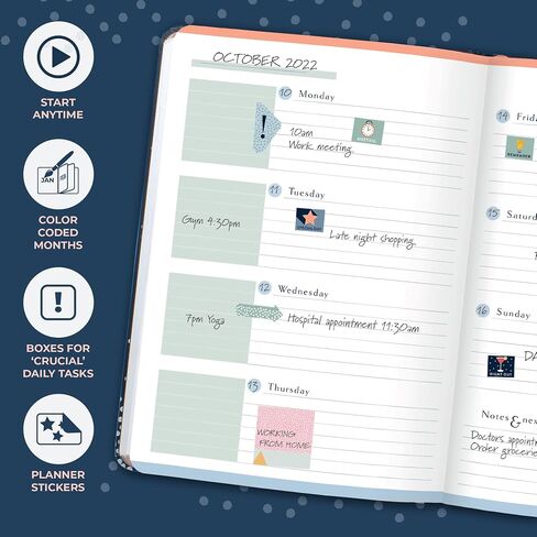 Boxclever Press Undated Planner. Undated Weekly Planner to Schedule, Plan & Organize. Agenda Planner with Tear Out Grocery Lists, Monthly Planning, Planner Stickers & More. 8.5 x 5.5ins in Saudi Arabia