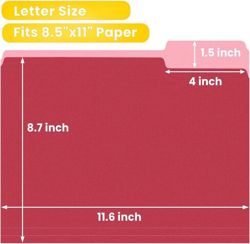 SUNEE File Folders, 18 Pack Manilla Folders 8.5 x 11, Colored Folders Office Organization Home School Folders for Documents Files Paper,6 Assorted Colors in Kuwait
