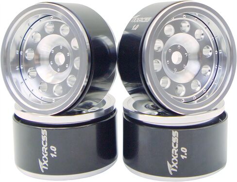 RC 1.0 Beadlock Wheels Offsets -2 Aluminum Rims for AX24 1/18 TRX4M All 1/24 Scale Axial SCX24 Deadbolt RC Crawler Car Wheels Upgrades 4Pc (Blue & Silver) in Saudi Arabia