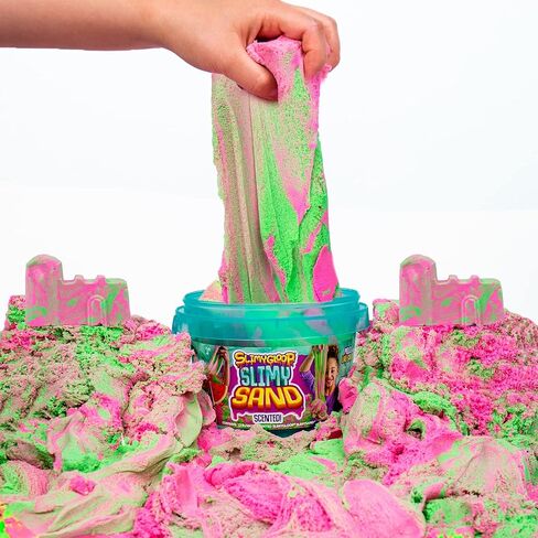 by Horizon Group USA, 4.5 lbs of Stretchable, Expandable, Moldable Non-Stick Slimy Play Sand in 3 Reusable Buckets, Purple/Blue/White in Saudi Arabia