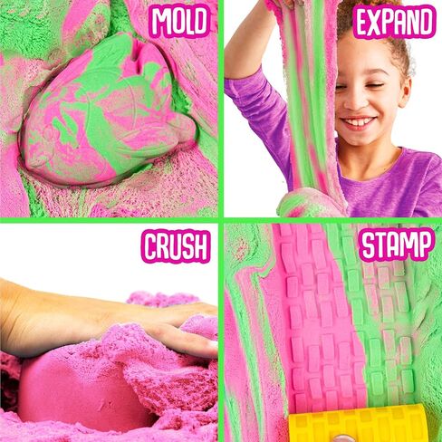 by Horizon Group USA, 4.5 lbs of Stretchable, Expandable, Moldable Non-Stick Slimy Play Sand in 3 Reusable Buckets, Purple/Blue/White in Saudi Arabia