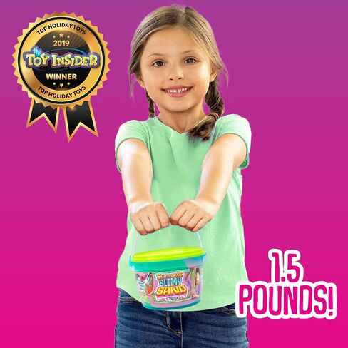 by Horizon Group USA, 4.5 lbs of Stretchable, Expandable, Moldable Non-Stick Slimy Play Sand in 3 Reusable Buckets, Purple/Blue/White in Saudi Arabia