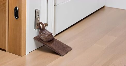 Unique Decorative Wooden Door Stopper Holder Wedge Jammer Multi Surface Non Skid for Kids Room On Wood Carpet Tile Concrete for Baby Child Safety Heavy Duty Wall Protector for Home (Swan) in Saudi Arabia