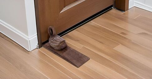 Unique Decorative Wooden Door Stopper Holder Wedge Jammer Multi Surface Non Skid for Kids Room On Wood Carpet Tile Concrete for Baby Child Safety Heavy Duty Wall Protector for Home (Swan) in Saudi Arabia