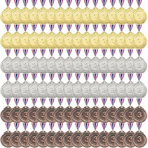 Caydo 96 Pieces Medals for Awards for Kids and Adults Set of Gold, Silver, and Bronze - 1st, 2nd, 3rd Place Medals - 2 Inch, for Sports, Competitions, Parties