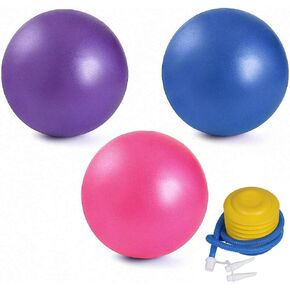 3 Pack Mini Exercise Balls with Air Pump, 9-10 Inch Professional Grade Anti Burst Heavy Duty and Slip Resistant Small Pilates Ball for Yoga Fitness Stability Barre Balance Training Physical Therapy