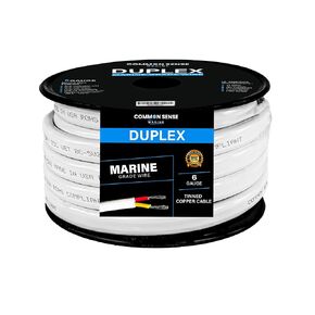8/2 AWG UL 1426 (The Real Thing) Duplex Flat Marine Wire - Tinned Copper Boat Cable - Red/Yellow - 30 Feet - White PVC Jacket