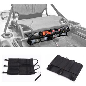 Kayak Canoe Storage Bag, Kayak Canoe Dinghy Gear Accessories, Adjustable Buckle Strap Organizer, Storage Bag Under Kayak Seat for Water Sports Black