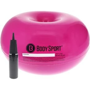 Body Sport Donut Ball – Durable, Inflatable Exercise Ball for Balance & Stability Training, Yoga, & Pilates Workouts – Use in Home, Office, Gym, or Classroom