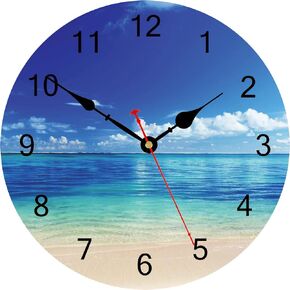 TAHEAT Marine Seashell Starfish Wall Clock, Silent Non Ticking Decorative Clocks, Battery Operated Easy to Read Wall Clock for Home Office School, 14 Inch