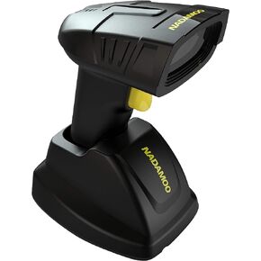 NADAMOO Wireless Barcode Scanner with Charging Cradle, Read 1D, 2D, QR Code, Data Matrix, PDF417, 400m Transmission Distance, 2200mAh Rechargeable Battery, Cordless CMOS Image Reader for Computer