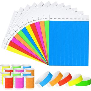 1200 Pieces 3/4'' Wristbands 1 to 1200 Consecutive Numbers 12 Colored Wristbands Waterproof Paper Bracelets for Events Concert Festival Admission Party (Bright Colors)