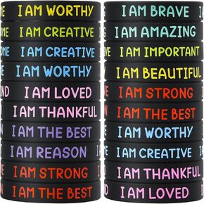 QEERBSIN Inspirational Silicone Wristbands Motivational Quotes Rubber Bracelets Back to School Gift Back To School Gift for Students Kids Teachers School Prizes