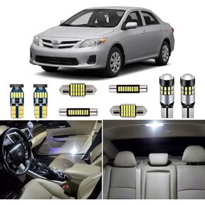 6 Piece White LED Interior Lights Kit for Toyota Corolla 2003 2004 2005 2006 2007 2008 2009 2010 2011 2012 Super Bright 6000K Interior LED Light Bulbs Package + Install Tool