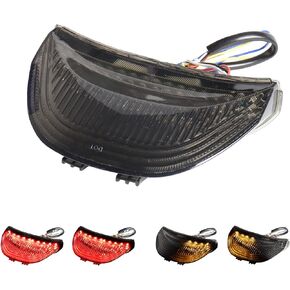 DTR2017 Smoked ATV LED Tail Light, 12V Motorcycle Brake Light with LED Turn Signals Compatible with 2003-2006 Honda CBR600RR, 2004-2007 CBR1000RR