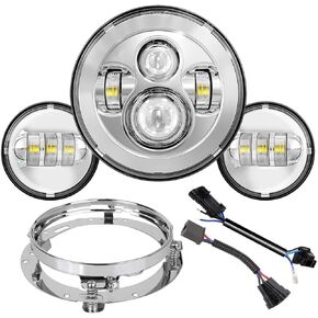 7 Inch LED Headlight, 4.5'' Fog Passing Lights, Anti-Scratch Lens, for Touring Road King Ultra Classic Electra Street Glide Tri CVO Heritage Softail Slim Deluxe Fatboy Chrome in Saudi Arabia
