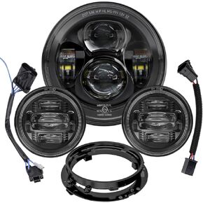 7 Inch Motorcycle LED Headlight 4.5" Fog Passing Lamps DOT Kit for Harley Davidson Street Glide Road King Electra Glide Fatboy Ultra Classic Heritage Softail Slim Deluxe Yamaha