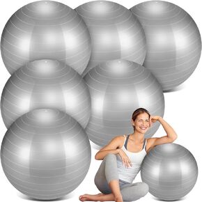 Hungdao 6 Pcs Exercise Ball Bulk Inflatable Pregnancy Ball 22 Inch Pilates Ball Heavy Duty Ball Chair Workout Ball for Yoga Studio Core Physical Fitness Ball for Stretching Therapy Balance