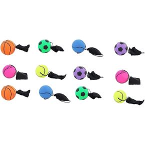 12 pcs Return Rubber Sport Ball on Nylon String with Wrist Band for Exercise or Play