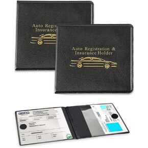 Pack-2 Card Holder for Men, Card Organization Bag, Vehicle Driver's License Storage Box, Universal for Most Cars, Trucks and Vans (Black & Yellow)