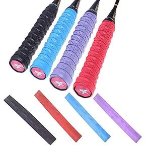 4pcs Racquet Grip, Super Absorbent Badminton Racket Grip Anti Slip Racket Grip Tape Tennis Overgrip (Red, Black, Purple, Blue)