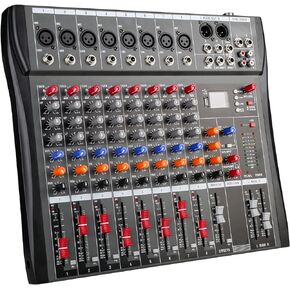 Mixers Audio 4 Channel Mixer, Dj Mixer Board Mixer Audio Bluetooth MP3 Mixer for Music With 48V Phantom Power Stereo FX Analog Digital Effects, Usb Audio Mixer for Karaoke Speakers