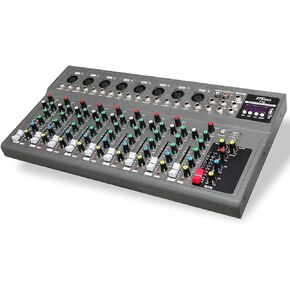 F10 Professional Audio Mixer for keyboard guitar mics with Bluetooth, 7 Channel Mixing Console with USB Clean Audio Interface, Stereo Equalizer, Ideal for Rehearsals,Church and Karaoke live show