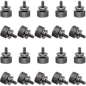 20 Pieces 6#-32 Computer Case Screws, Anodized Aluminum Thumbscrews, Fully Threaded Knurled Thumbscrews, Thumb Screws (Red)