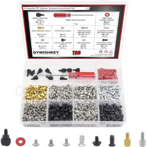 780PCS Computer Screw Kit, DYWISHKEY Computer Screw Standoffs Set Kit for Hard Drive Computer Case Motherboard Fan Power Graphics with a Screwdriver