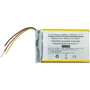 3.7V 1200mAH Replacement Battery for Son y Walkman NWZ-F800 NWZ-F805 NWZ-F806 NWZ-A15 NWZ-A16 NWZ-A17, LIS1494, MDR-HW700DS