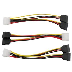 3pcs 4 Pin Molex to Dual SATA Power Y-Cable Adapter 4 Pin Male IDE Molex to 15 Pin Female Dual SATA Power Splitter Adapter Cable 18AWG