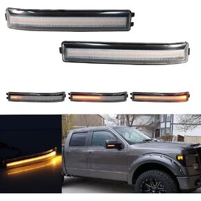 For 2009 2010 2011 2012 2013 2014 Ford F150 & 2010-14 SVT Raptor Sequential LED Side Mirror Blinker Signal Lights Amber Lens