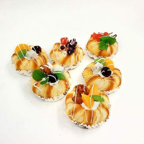 6 PCS Artificial Cake Fake Simulation Realistic Food Imitation Faux Replica Cake Bread Dessert for Display Props Model Home Kitchen Party Decoration Flower Shape