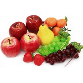 15 Fake Fruit,Artificial Fruits for Decoration Lifelike Realistic Faux Fruit Decorative Fruit Decor Plastic Fruits for Decoration Simulation Fruit Fake Apples for Home Kitchen Chirstmas Décor