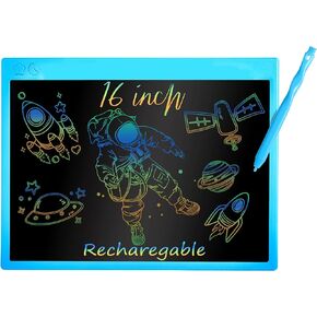 16 Inch Rechargeable LCD Writing Tablet, Erasable & Colorful Doodle Board with Eye-Protecting Large Screen, Educational Learning Toys for 3 4 5 6 7 Year Old Kids, Drawing Tablet Gift for Boys Girls