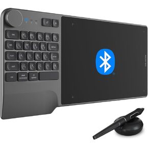 Wireless Drawing Tablet HUION Inspiroy Keydial KD200 Bluetooth Graphic Tablet with Keyboard Dial 5 Customized Express Keys Battery-Free Pen, 8.9x5.6inch Art Tablet Work with Windows, Mac, Android
