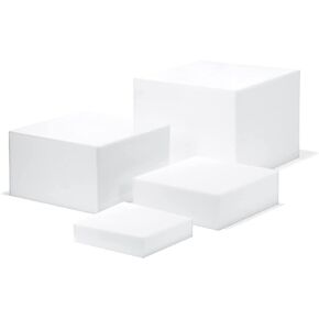 White Acrylic Cube Cupcake Dessert Display Stands, 5 Sides Nesting Risers Acrylic Boxes, Square Acrylic Table Decorate Storage Cases for Parties, Weddings, Brunch, Outdoor, Events Display