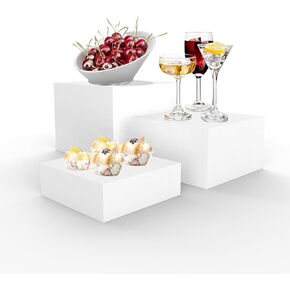 Buffet Risers,Dessert Table Display Set,Catering Supplies Buffet Display,Acrylic Cube Display Nesting Risers with Hollow Bottoms,Food Display Risers For Party,Display Stands & Cake Stand 3PCS