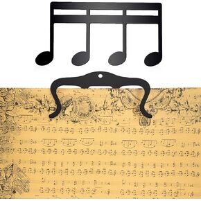 2pcs Metal Music Book Clip, Music Stand Clips Sheet Music Clips Page Holder for Outdoor Playing, Books, Note Paper, Piano, Guitar, Violin, Keyboard (Black)