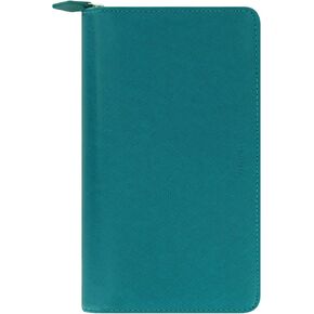 Filofax Saffiano Zip Organizer, Personal Compact Size, Aquamarine - Cross-Grain, Leather-Look, Six Rings, Week-to-View Calendar Diary, Multilingual, 2024 (C022536-24) in Saudi Arabia